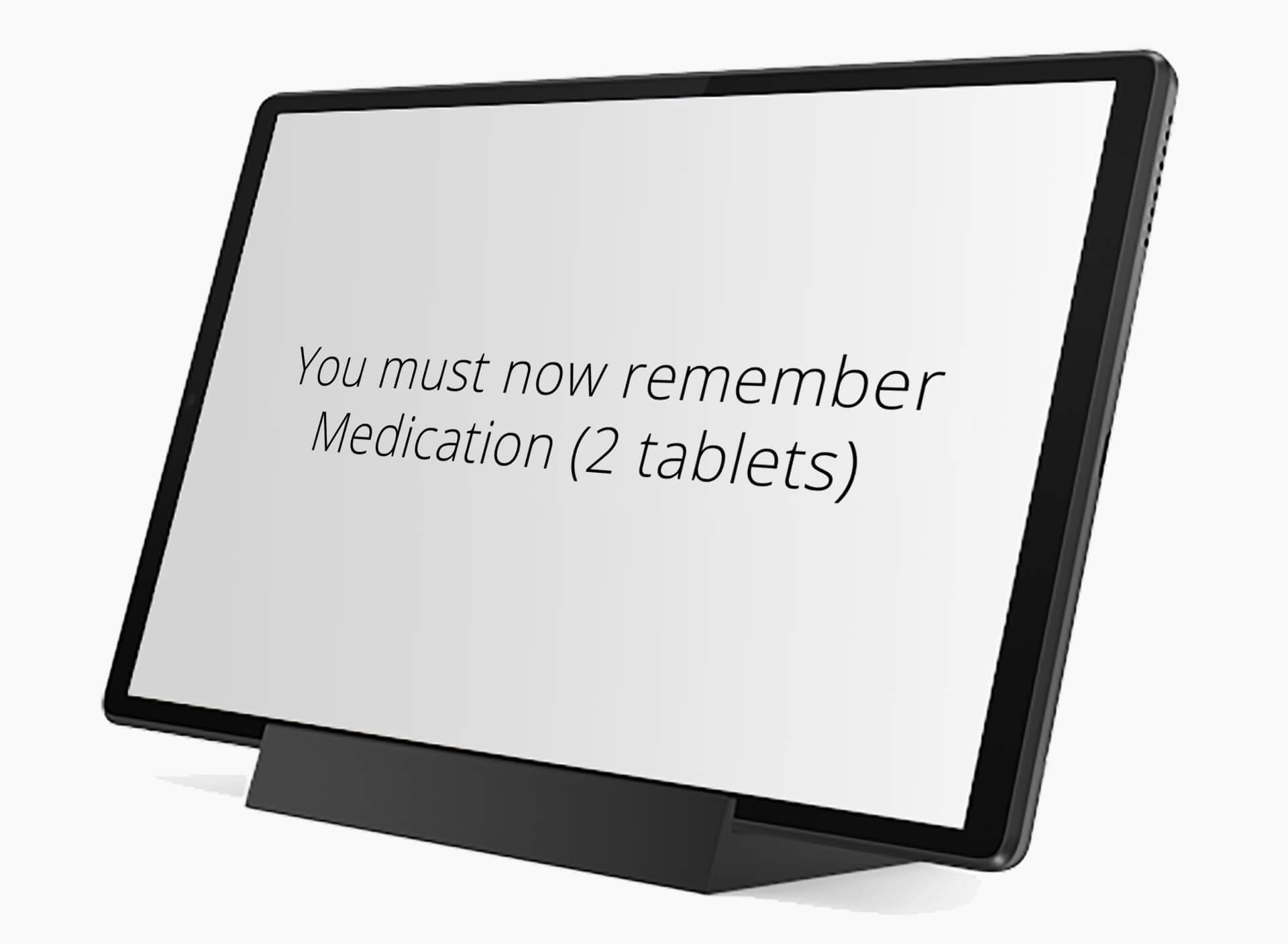 Klikkit tablet with a visual reminder written on the screen